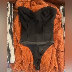 ADIKA XS Black Sweetheart Neck Lace Up Corset Bodysuit